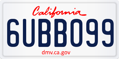 CA license plate 6UBB099