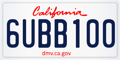 CA license plate 6UBB100