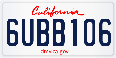 CA license plate 6UBB106