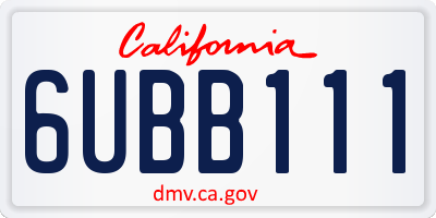 CA license plate 6UBB111