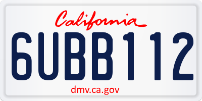 CA license plate 6UBB112