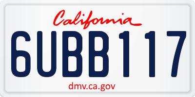 CA license plate 6UBB117