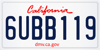 CA license plate 6UBB119