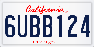 CA license plate 6UBB124