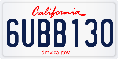 CA license plate 6UBB130