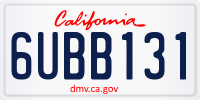 CA license plate 6UBB131