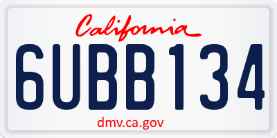 CA license plate 6UBB134