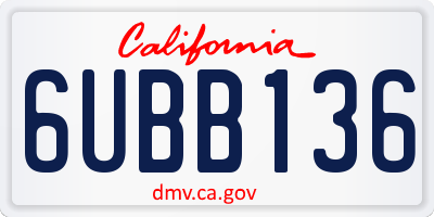 CA license plate 6UBB136