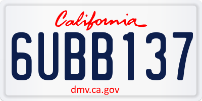 CA license plate 6UBB137