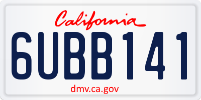 CA license plate 6UBB141