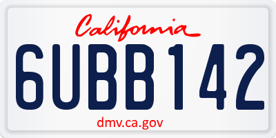 CA license plate 6UBB142