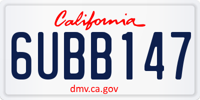 CA license plate 6UBB147