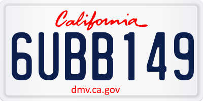 CA license plate 6UBB149