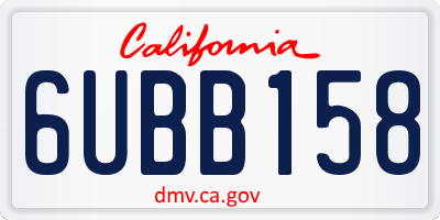 CA license plate 6UBB158