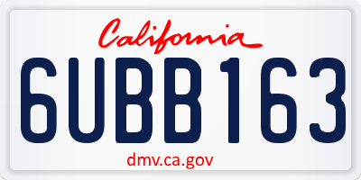 CA license plate 6UBB163
