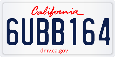 CA license plate 6UBB164