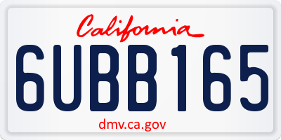 CA license plate 6UBB165