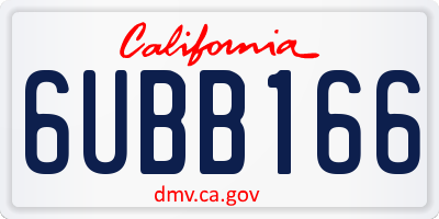 CA license plate 6UBB166