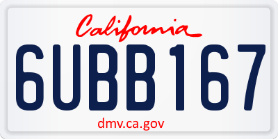 CA license plate 6UBB167
