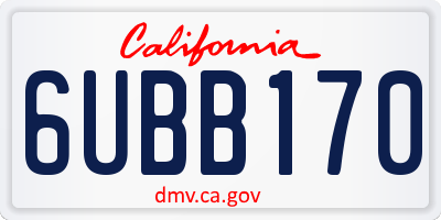 CA license plate 6UBB170