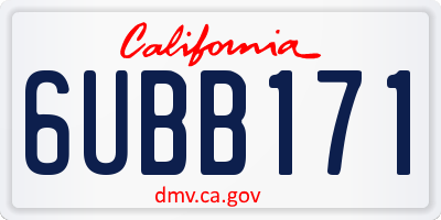 CA license plate 6UBB171