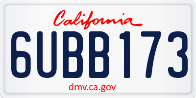 CA license plate 6UBB173