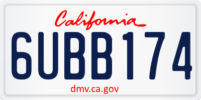 CA license plate 6UBB174