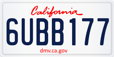 CA license plate 6UBB177