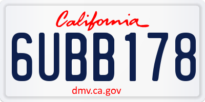 CA license plate 6UBB178