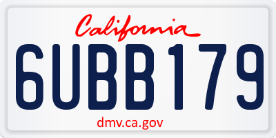 CA license plate 6UBB179