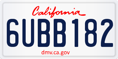 CA license plate 6UBB182
