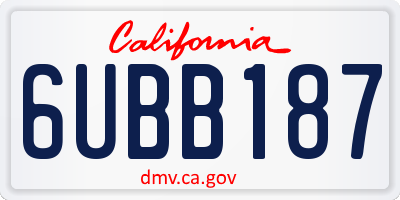CA license plate 6UBB187