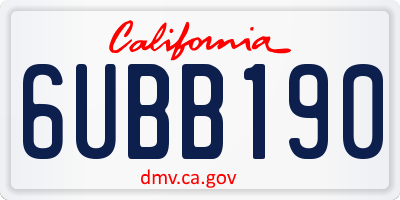 CA license plate 6UBB190