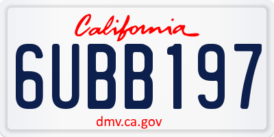 CA license plate 6UBB197