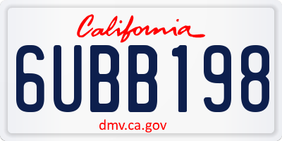 CA license plate 6UBB198