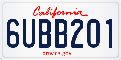 CA license plate 6UBB201