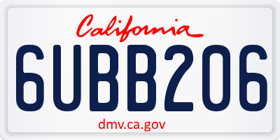 CA license plate 6UBB206
