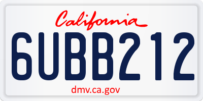 CA license plate 6UBB212
