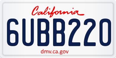 CA license plate 6UBB220