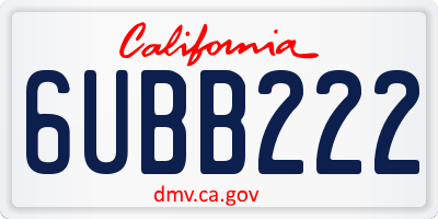 CA license plate 6UBB222