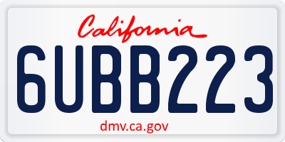 CA license plate 6UBB223