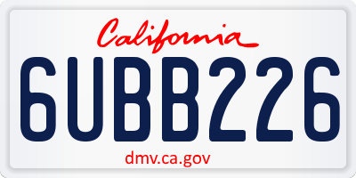CA license plate 6UBB226