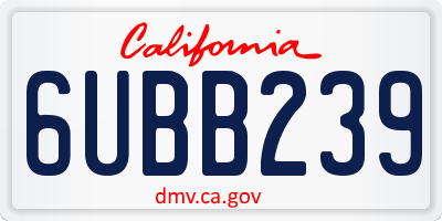 CA license plate 6UBB239