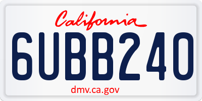CA license plate 6UBB240