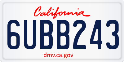 CA license plate 6UBB243