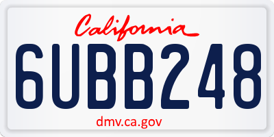 CA license plate 6UBB248
