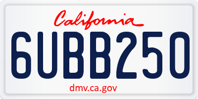 CA license plate 6UBB250