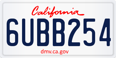 CA license plate 6UBB254