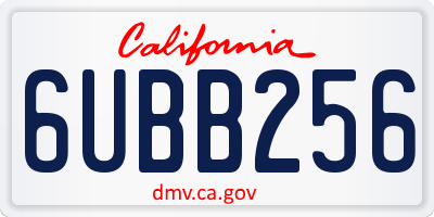 CA license plate 6UBB256