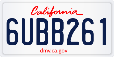 CA license plate 6UBB261